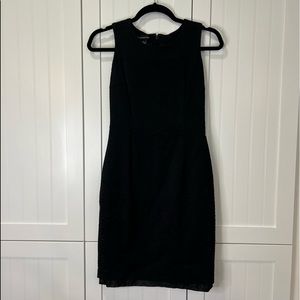 Herringbone solid black dress